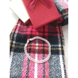 925 Italy sterling silver bracelet for women, on double chain 7.5 in.